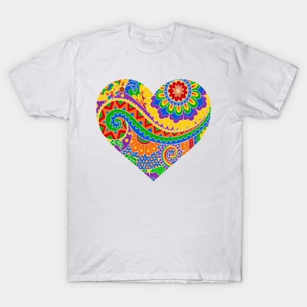 Rainbow Decorative Heart T-Shirt by AlondraHanley